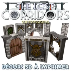 Dungeons Factory- The Lost Corridors Doors, l'extension qui ouvre des portes. Tuiles de décor 3d à imprimer pour jeu de rôle.
