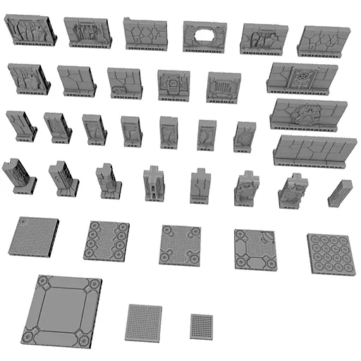 Mekas STL basic Set 1 - Tuiles de décor Science Fantasy à imprimer en 3d